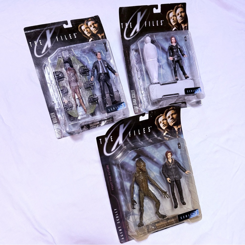 3 X-Files AGENT FOX MULDER + SCULLY McFarlane Series 1 Action Figures NIB 1998